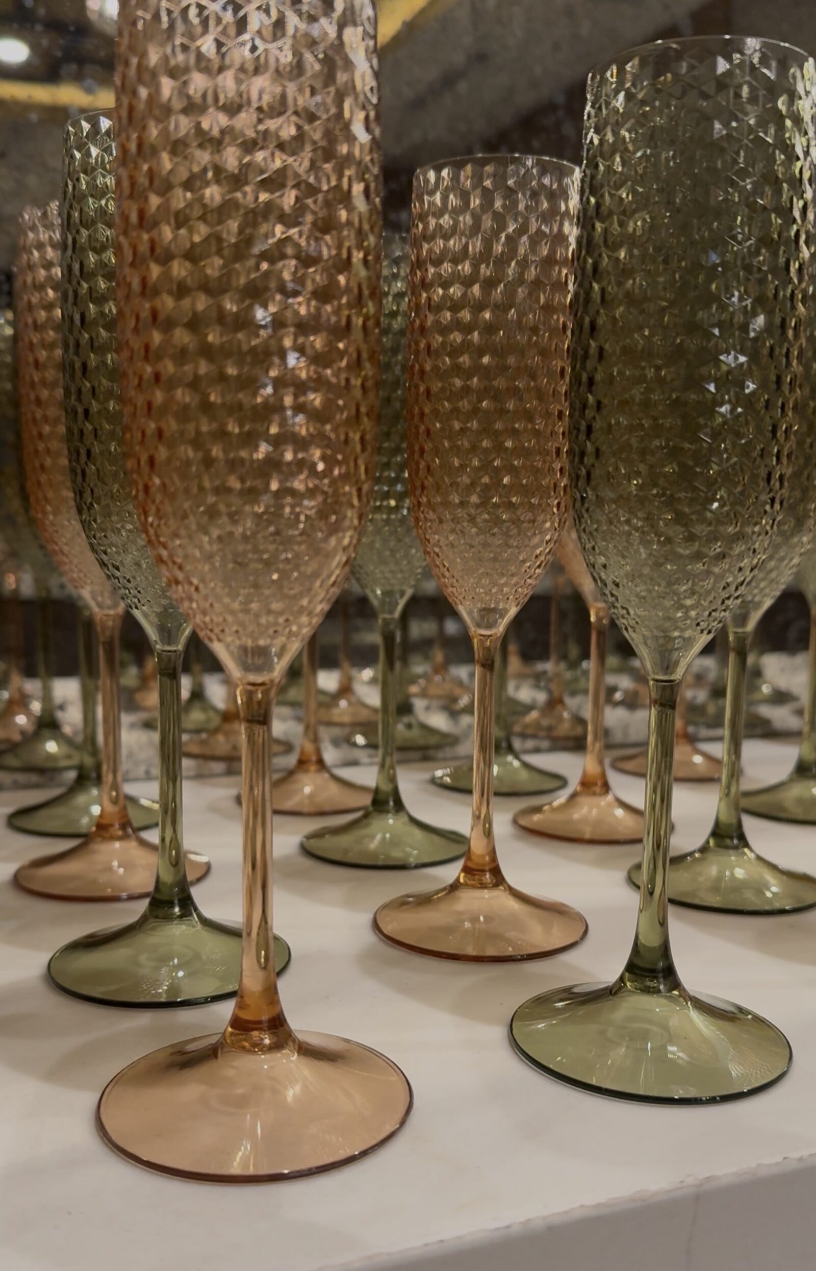 Signature champagne glassware